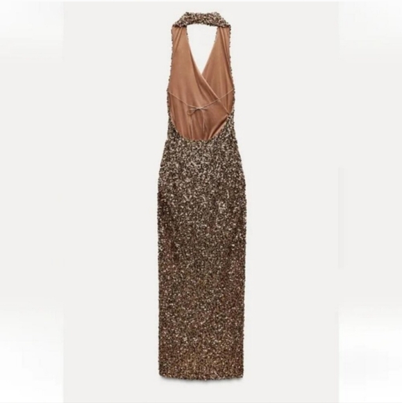 Zara SEQUIN MIDI DRESS Size M - Picture 15 of 16